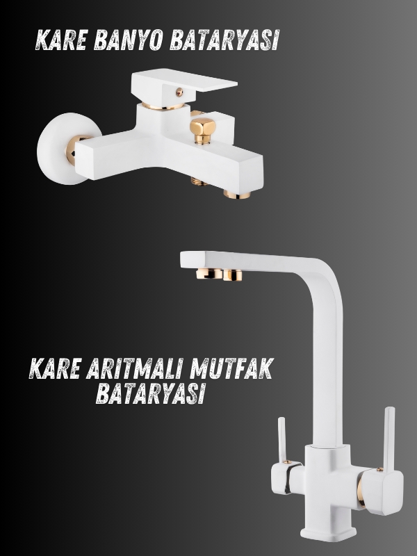 Banyo%20Bataryası%20ve%20Arıtmalı%20Mutfak%20Bataryası%20Kare%20Model%20Beyaz%20Gold%20İkisi%20bir%20arada