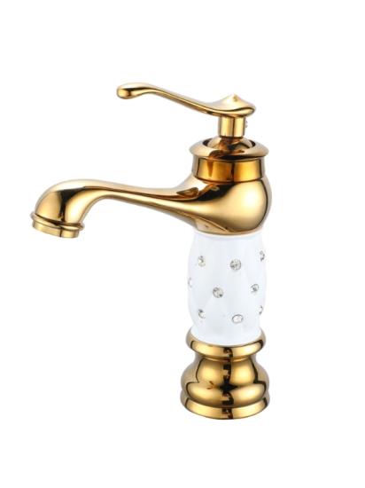 Gold Mermer Desenli Lavabo Bataryası